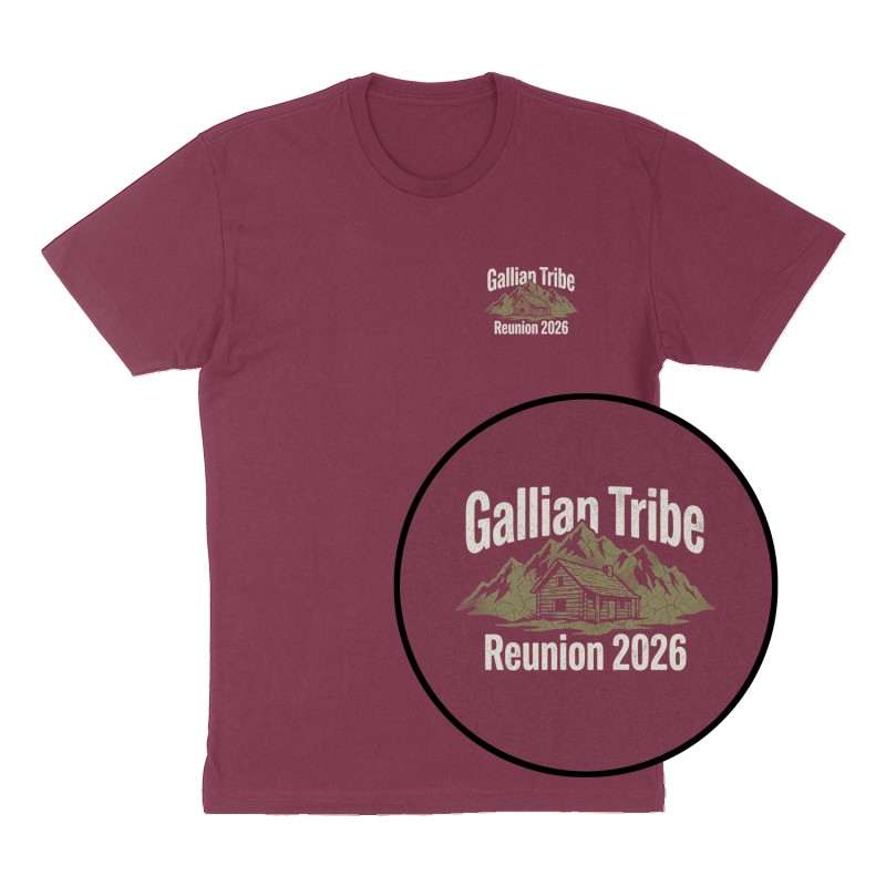 Custom t-shirt: "Gallian Tribe", Left Chest print, maroon shirt