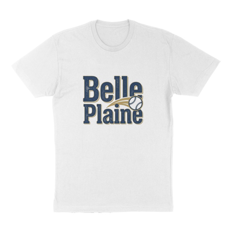 Custom t-shirt: "Belle Plaine", Front print, white shirt