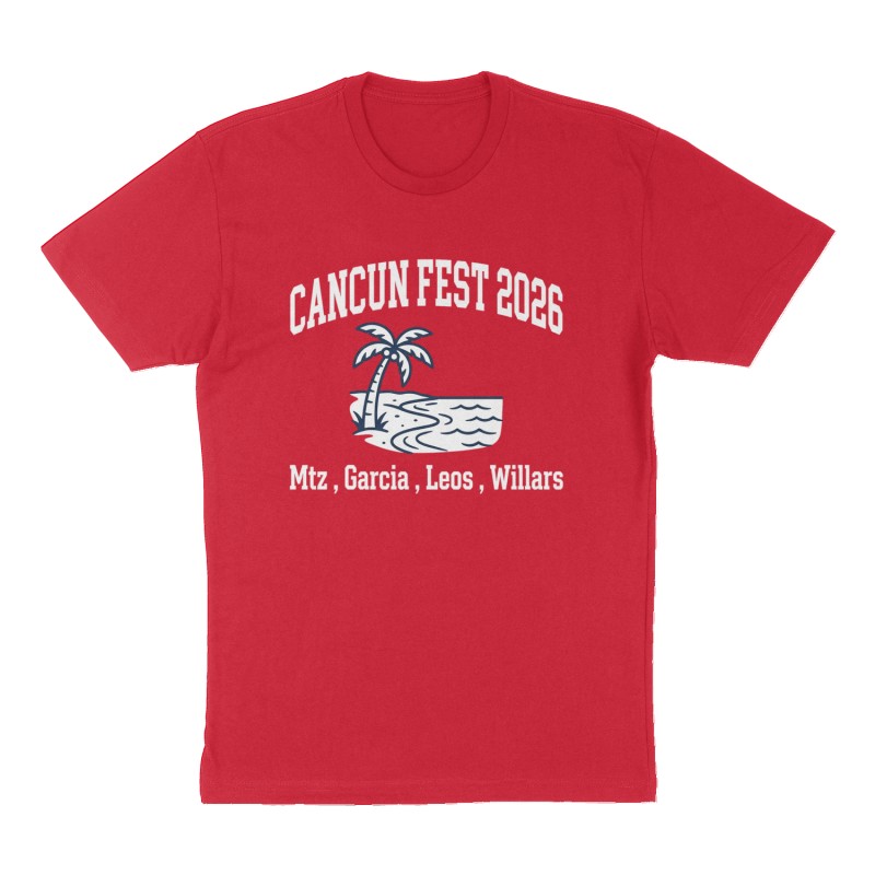 Custom t-shirt: "Cancun Fest 2026 ", Front print, red shirt