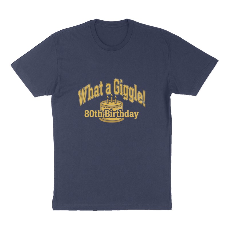 Custom t-shirt: "What a Giggle!", Front print, navy shirt