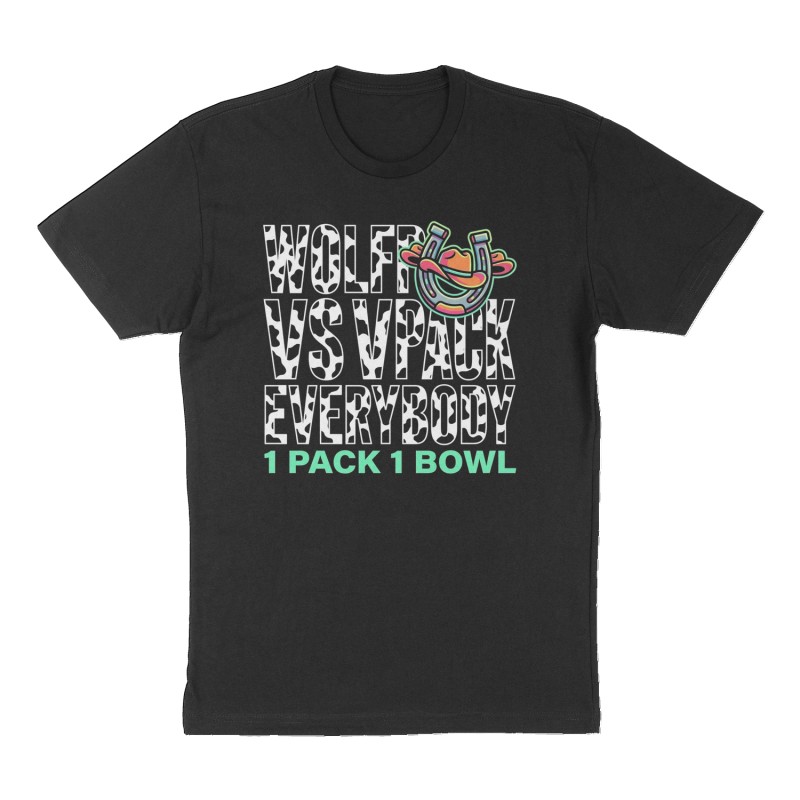 Custom t-shirt: "Wolfpack Vs Everybody", Front print, black shirt