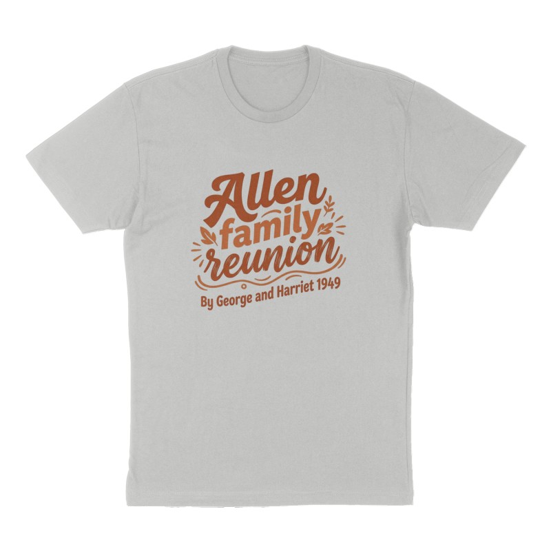 Custom t-shirt: "Allen family reunion ", Front print, heather-gray shirt