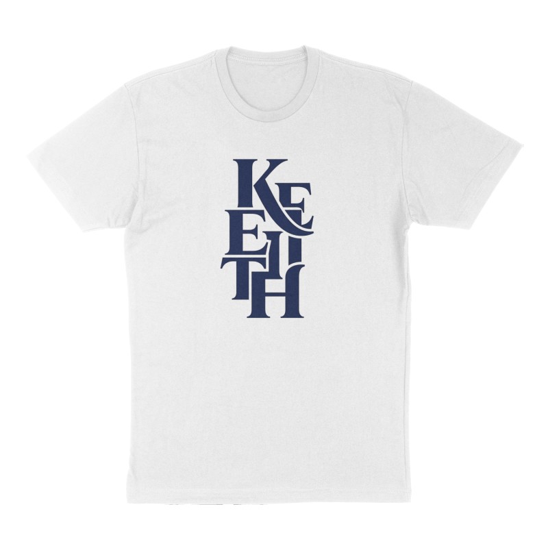 Custom t-shirt: "KEITH", Front print, white shirt