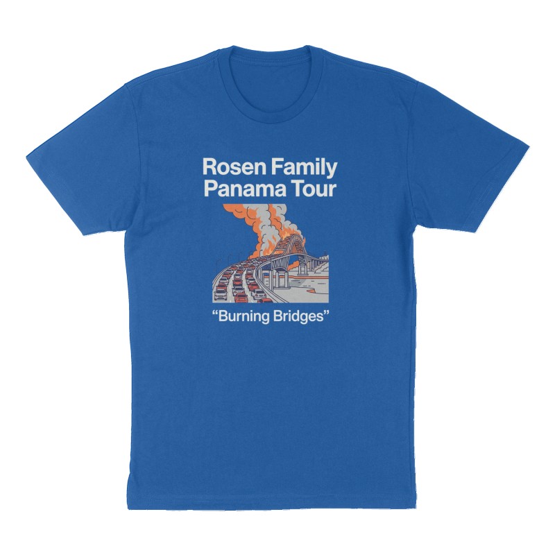Custom t-shirt: "Rosen Family Panama Tour", Front print, royal-blue shirt