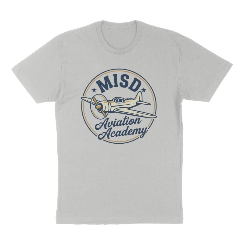 Custom t-shirt: "MISD Aviation Academy", Front print, heather-gray shirt