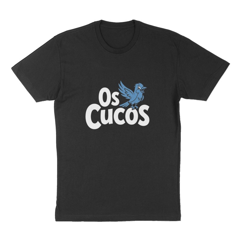 Custom t-shirt: "Os Cucos", Front print, black shirt