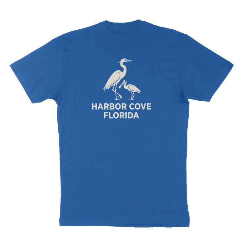 Custom t-shirt: "Harbor Cove Florida", Back print, royal-blue shirt