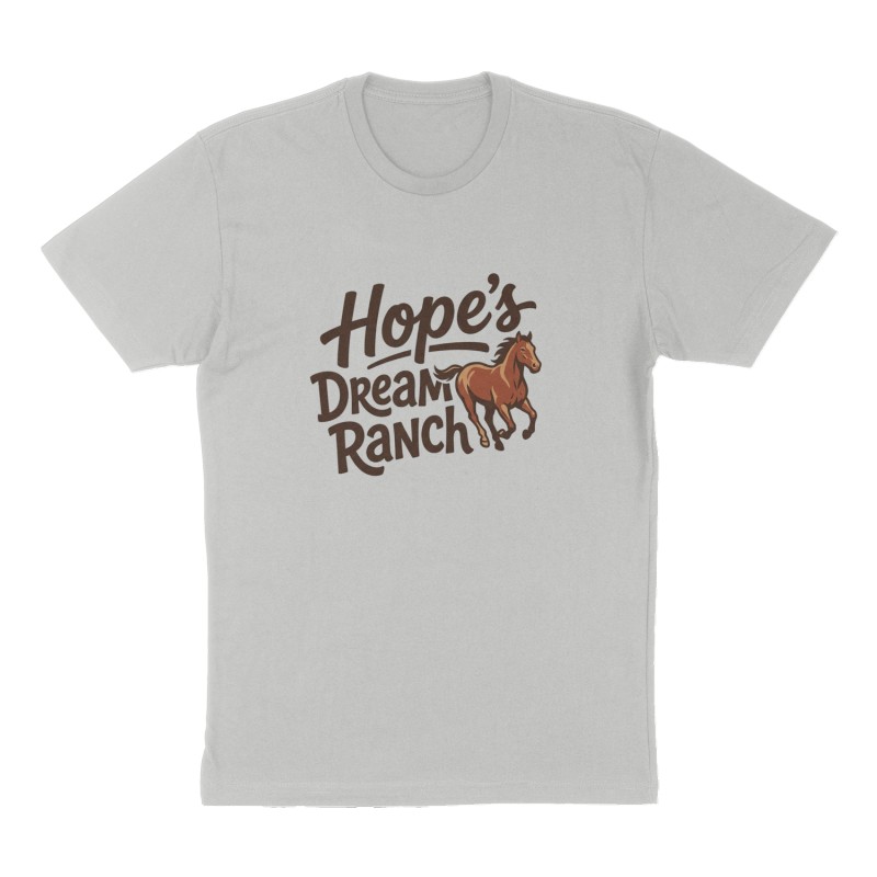 Custom t-shirt: "Hope's Dream Ranch", Front print, heather-gray shirt