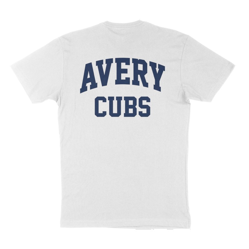 Custom t-shirt: "AVERY CUBS", Back print, white shirt