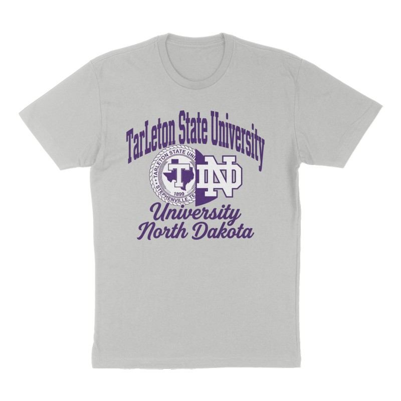 Custom t-shirt: "Tarleton State University", Front print, heather-gray shirt