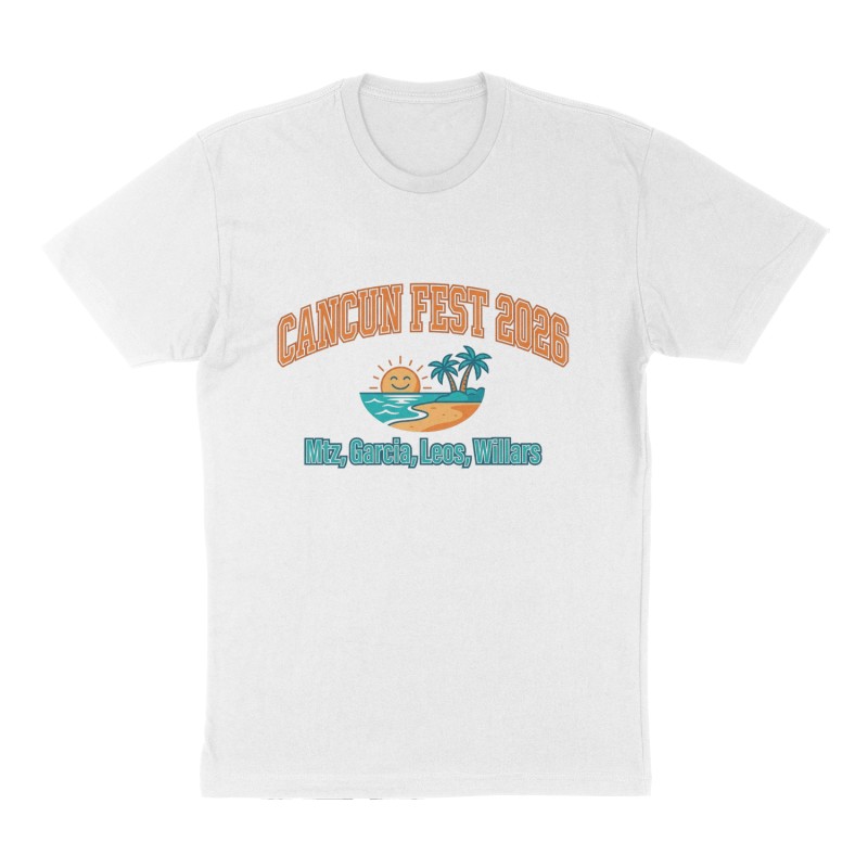Custom t-shirt: "Cancun Fest 2026 ", Front print, white shirt