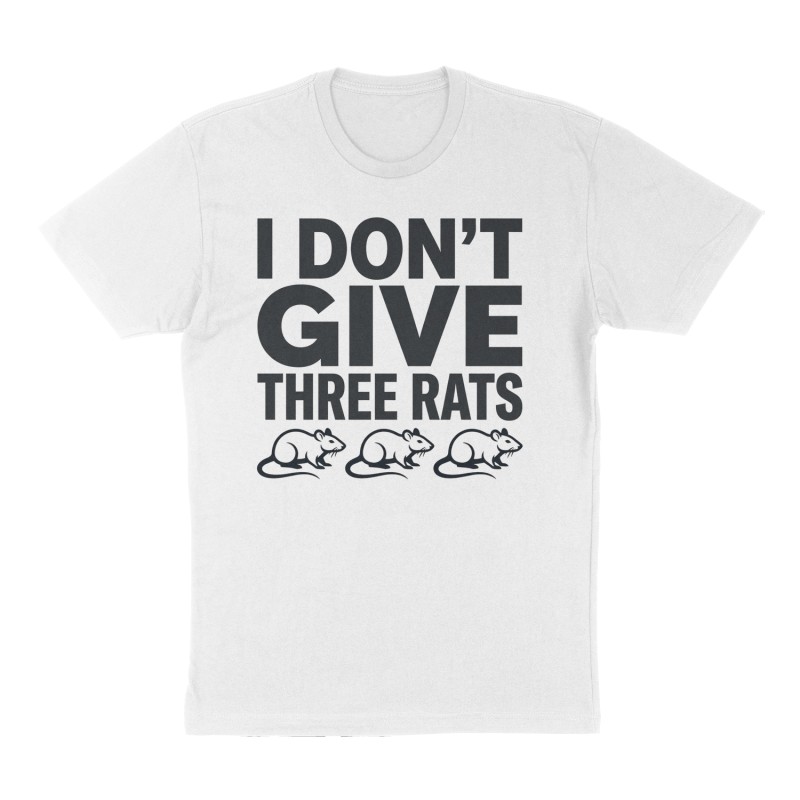 Custom t-shirt: "I don’t give three rats", Front print, white shirt