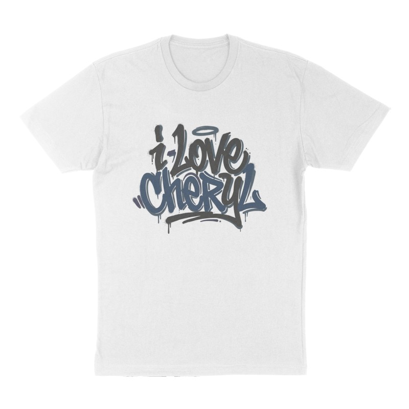 Custom t-shirt: "i love cheryl", Front print, white shirt