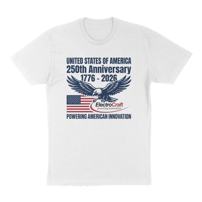 Custom t-shirt: "UNITED STATES of AMERICA 250th Anniversary 1776 - 2026", Front print, white shirt