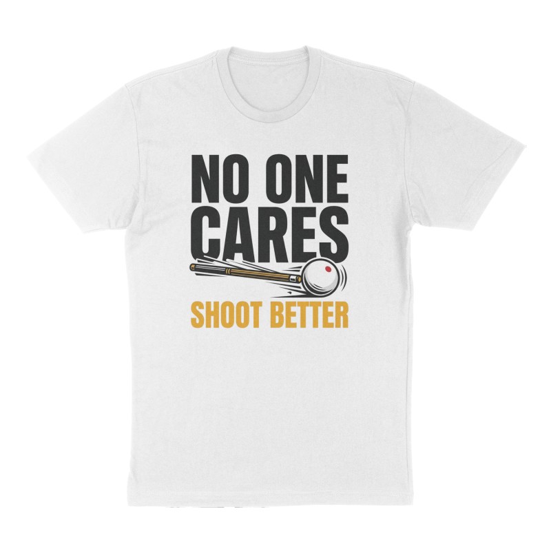Custom t-shirt: "NO ONE CARES", Front print, white shirt