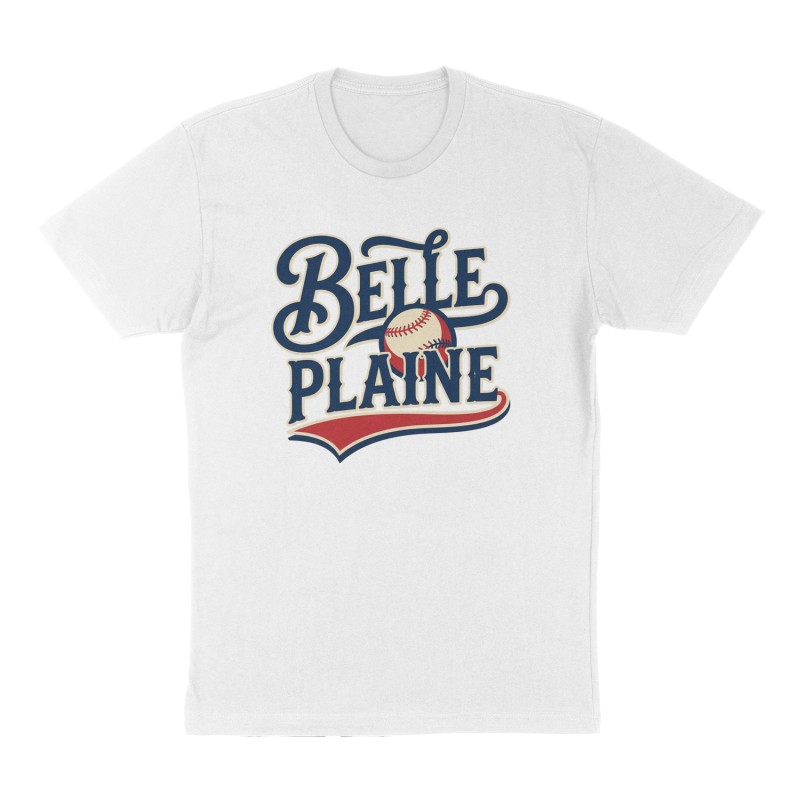 Custom t-shirt: "Belle Plaine", Front print, white shirt