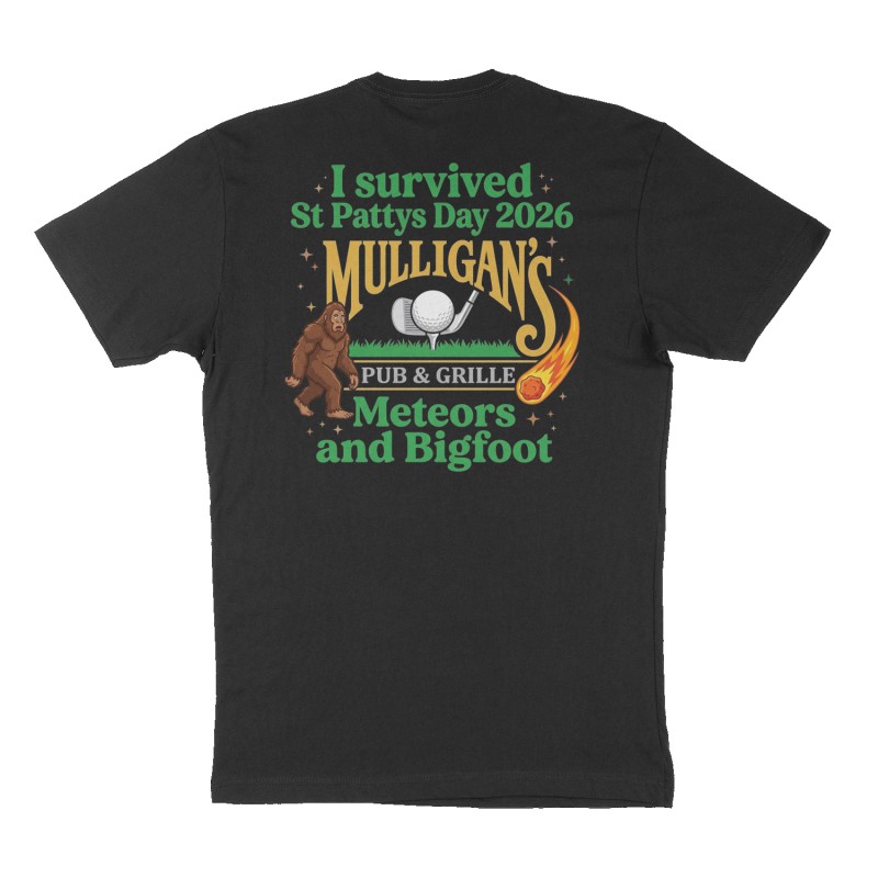 Custom t-shirt: "I survived St Pattys Day 2026", Back print, black shirt