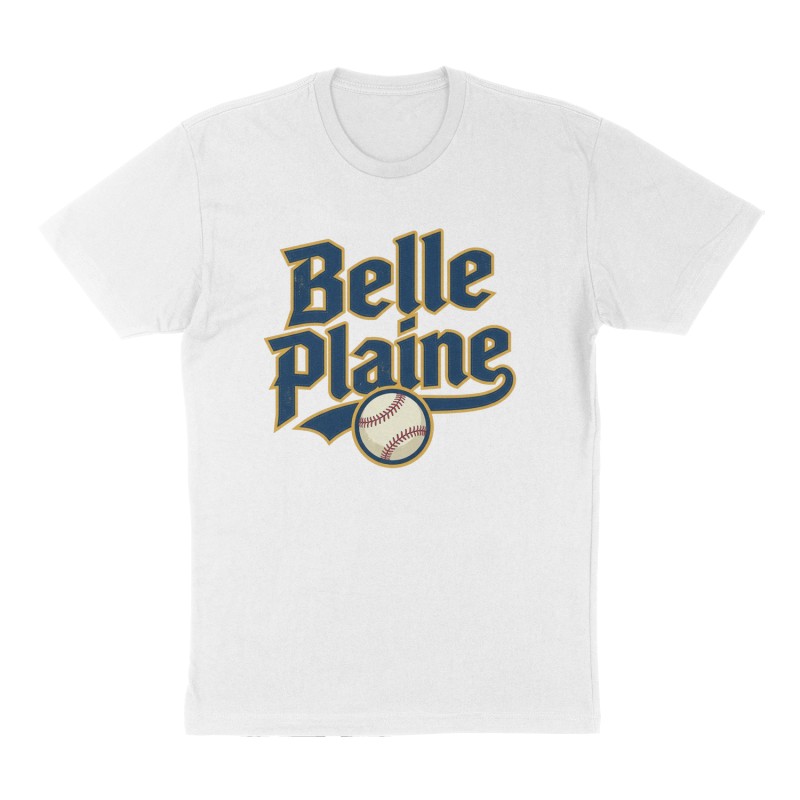 Custom t-shirt: "Belle Plaine", Front print, white shirt