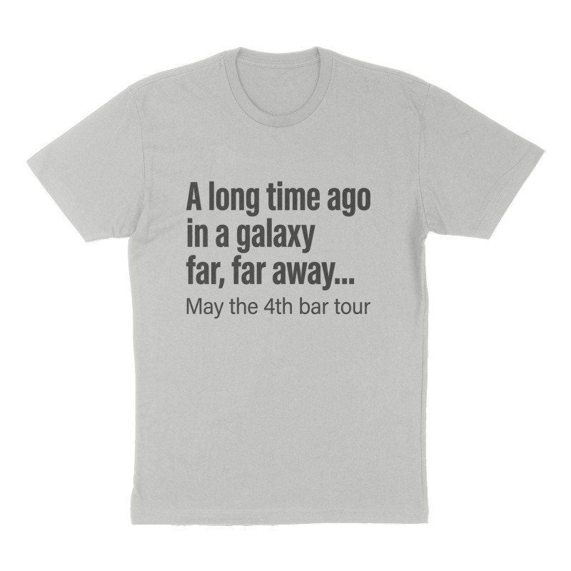 Custom t-shirt: "A long time ago in a galaxy far, far away…", Front print, heather-gray shirt