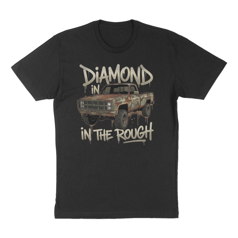 Custom t-shirt: "diamond in the rough ", Front print, black shirt