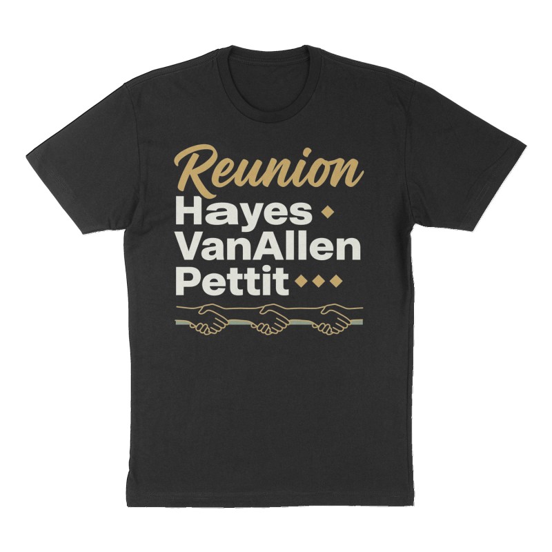 Custom t-shirt: "Hayes●VanAllen●Pettit", black shirt