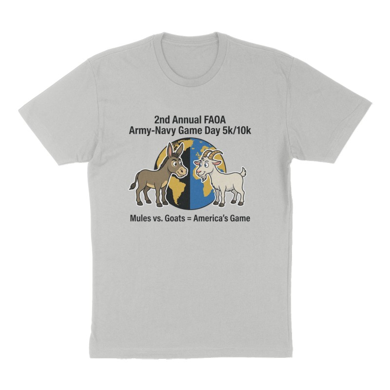 Custom t-shirt: "2nd Annual FAOA Army-Navy Game Day 5k/10k", Front print, heather-gray shirt