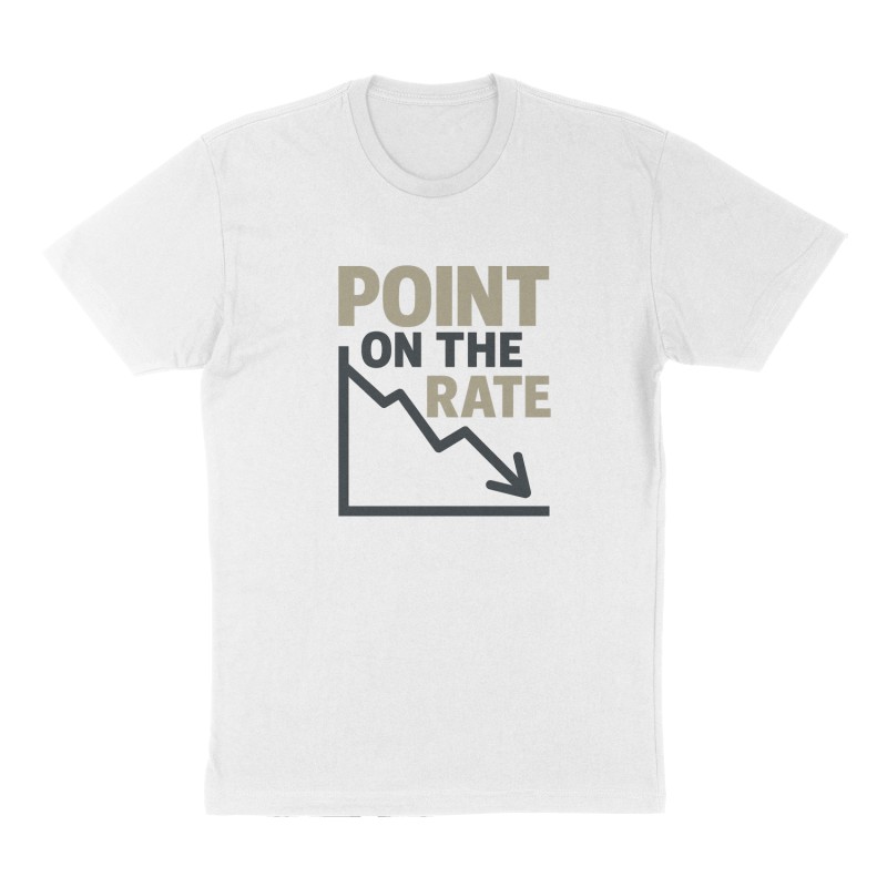 Custom t-shirt: "Point on the Rate", Front print, white shirt
