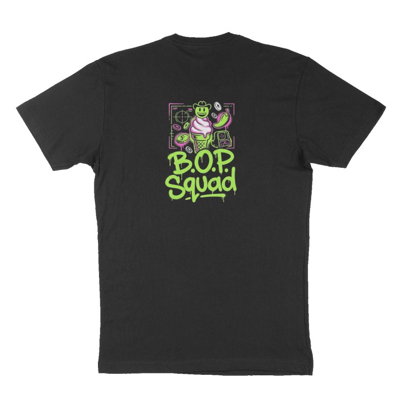 Custom t-shirt: "B.O.P. Squad", Back print, black shirt