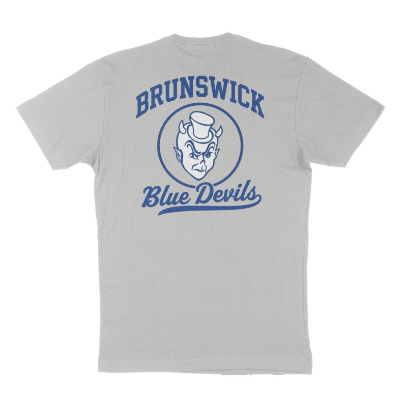 Custom t-shirt: "BRUNSWICK", Back print, heather-gray shirt