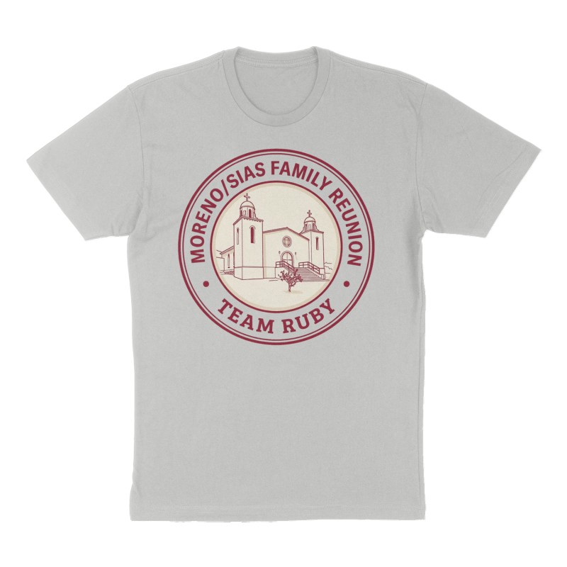 Custom t-shirt: "Moreno/Sias Family Reunion", Front print, heather-gray shirt