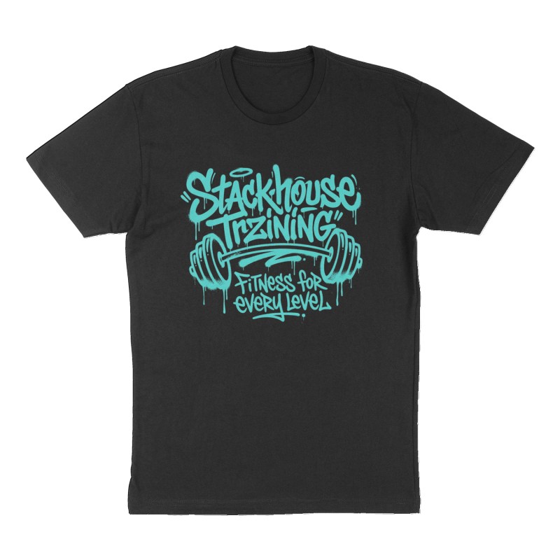Custom t-shirt: "Stackhouse Trzining", Front print, black shirt