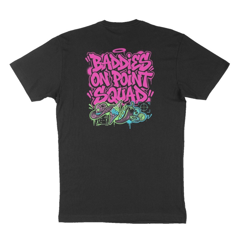 Custom t-shirt: "Baddies On Point Squad", Back & Front print, black shirt