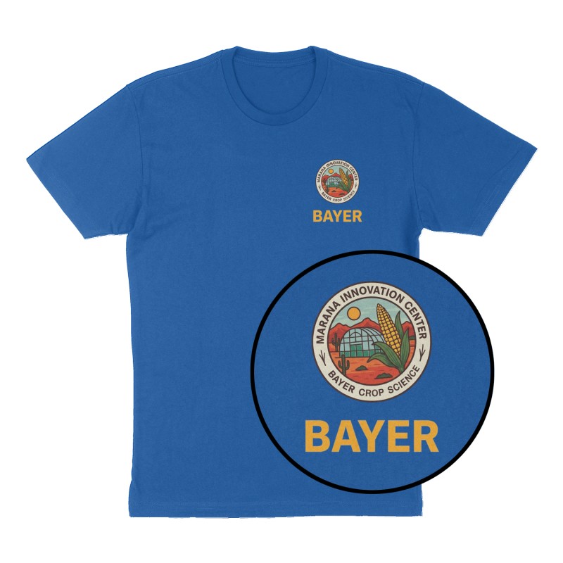 Custom t-shirt: "Bayer Bayer ", Left Chest print, royal-blue shirt