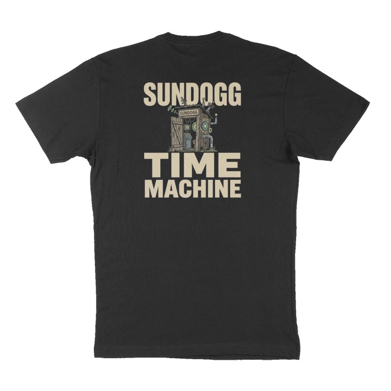 Custom t-shirt: "SUNDOGG TIME MACHINE ", Back print, black shirt