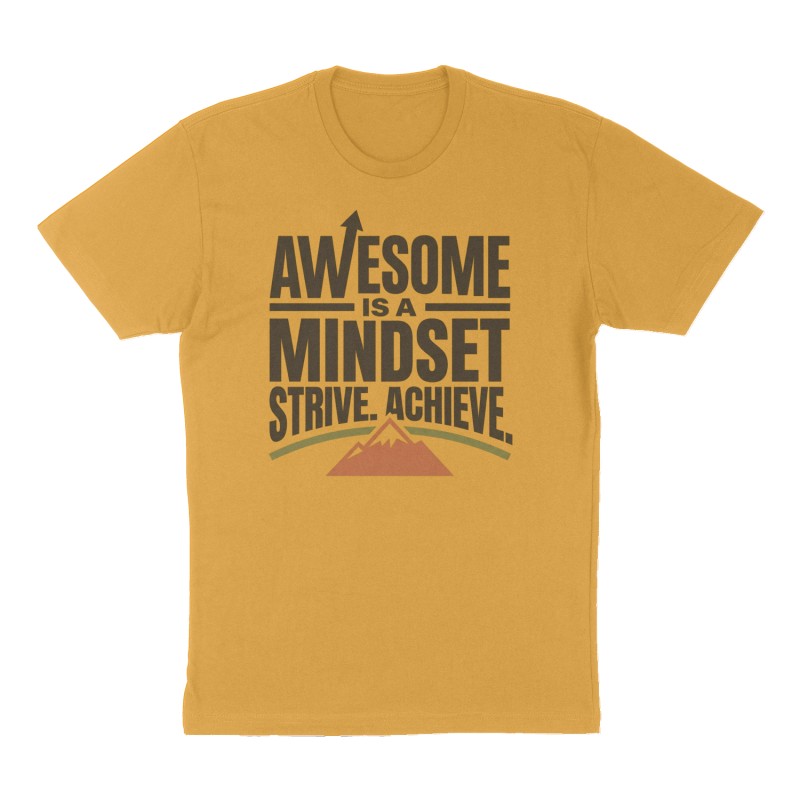 Custom t-shirt design, Front print, mustard-yellow shirt