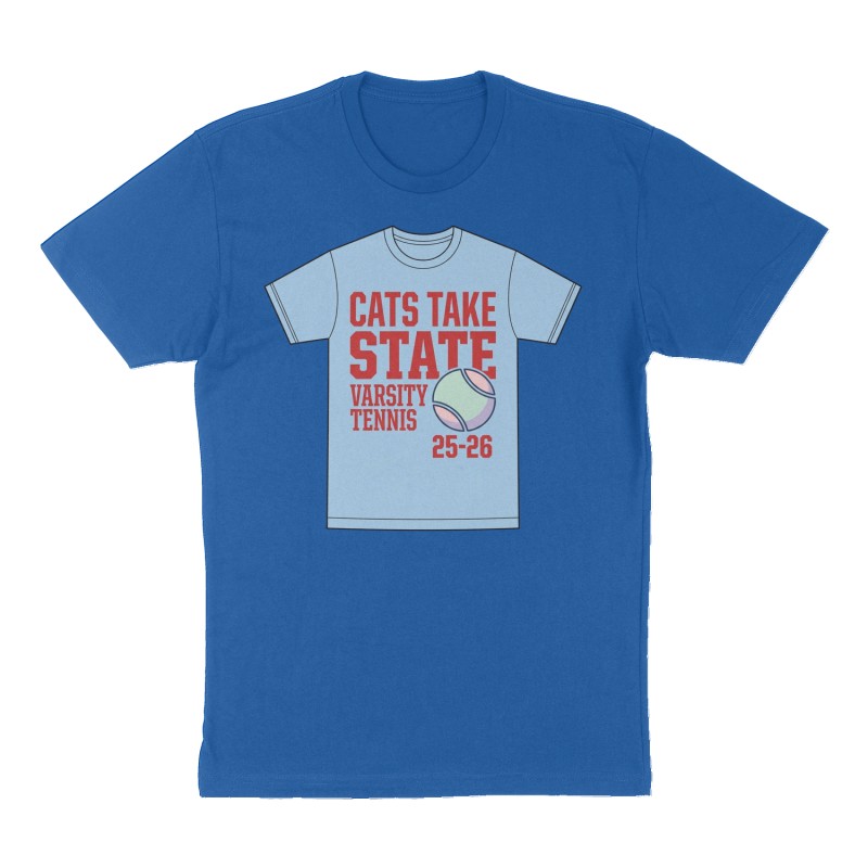 Custom t-shirt: "Cats take state ", Front print, royal-blue shirt