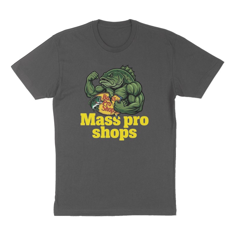Custom t-shirt: "Mass pro shops", Front print, charcoal shirt