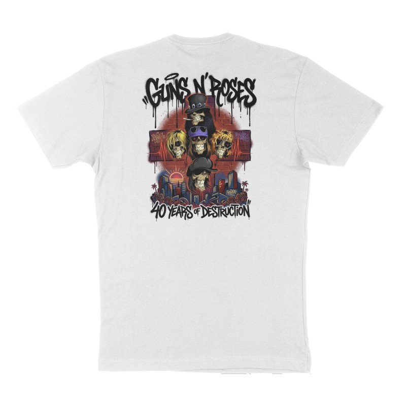 Custom t-shirt: "Guns n Roses", Back print, white shirt