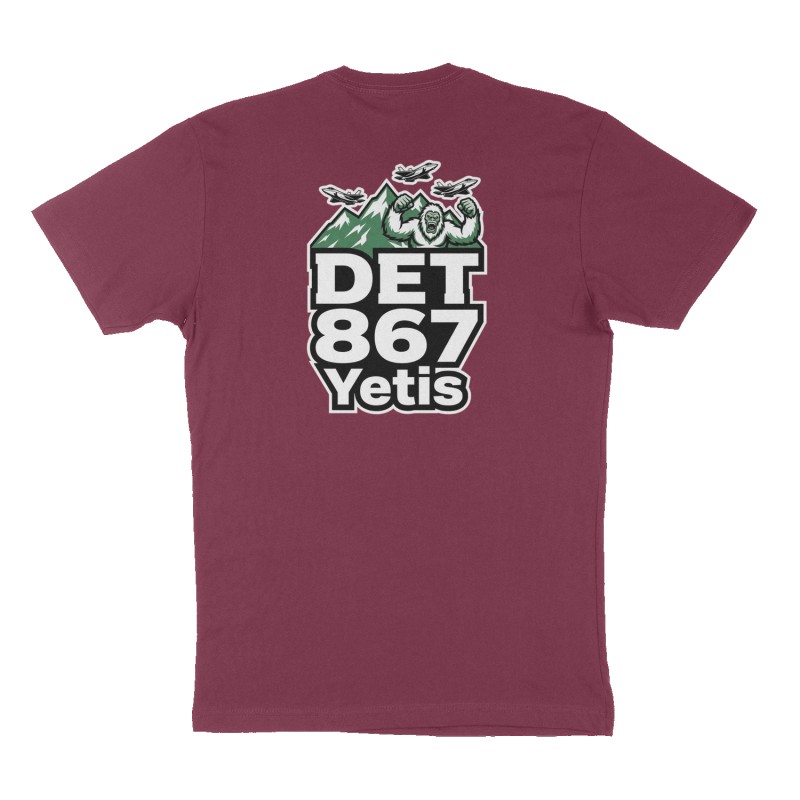 Custom t-shirt: "DET 867", Back print, maroon shirt