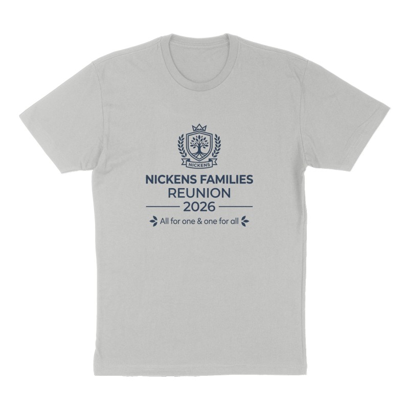 Custom t-shirt: "Nickens Families Reunion 2026", Front print, heather-gray shirt