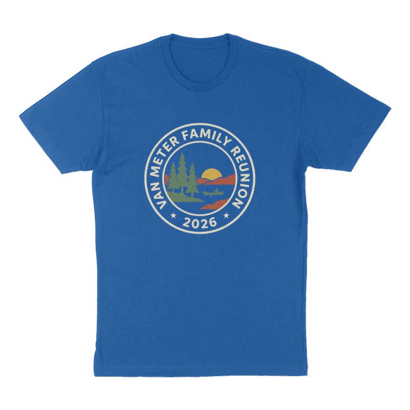 Custom t-shirt: "Van Meter Family Reunion", Front print, royal-blue shirt