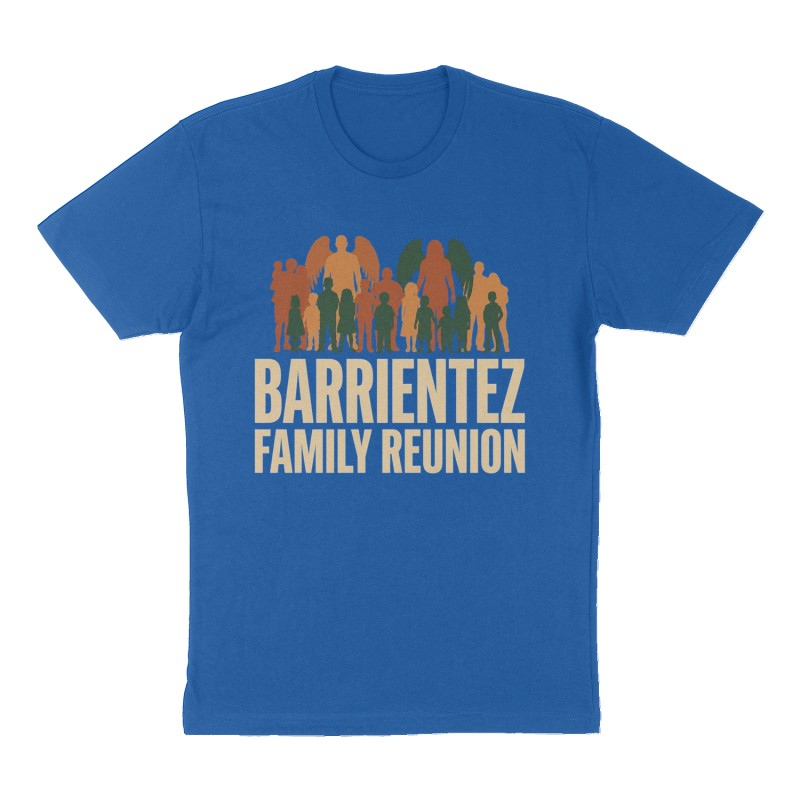 Custom t-shirt: "Barrientez Family Reunion", Front print, royal-blue shirt