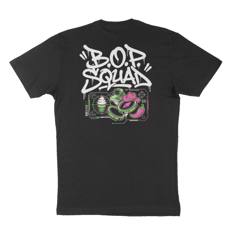 Custom t-shirt: "B.O.P. Squad", Back print, black shirt