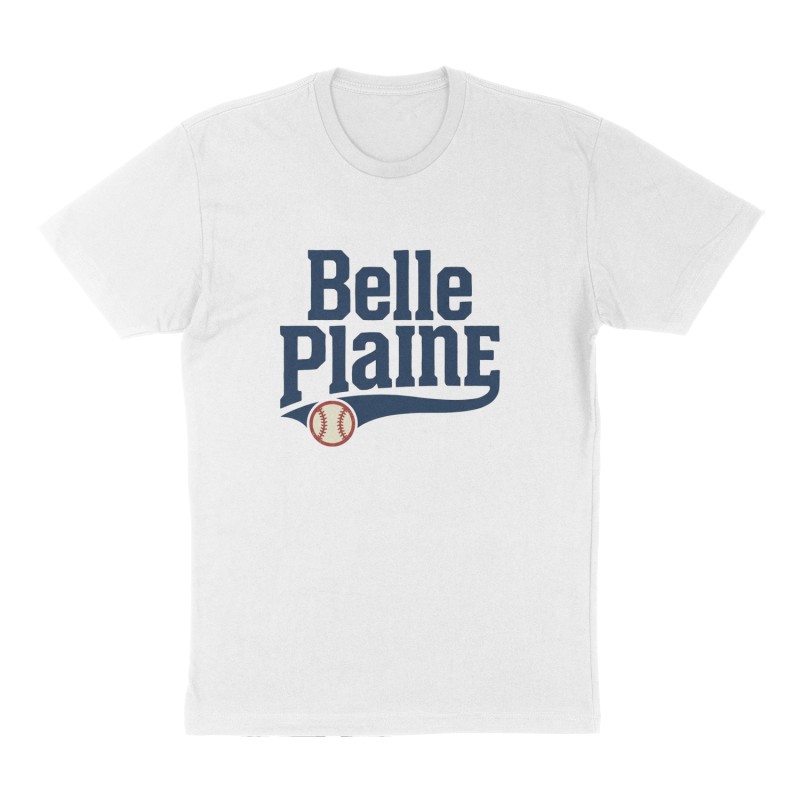 Custom t-shirt: "Belle Plaine", Front print, white shirt