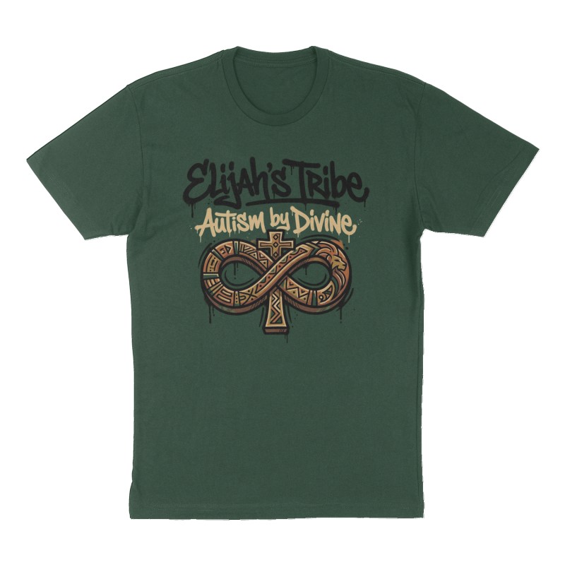 Custom t-shirt: "Elijah's Tribe", Front print, forest-green shirt