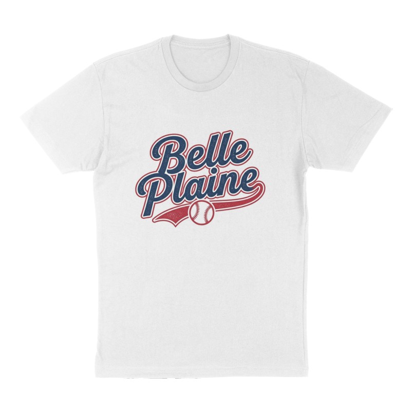 Custom t-shirt: "Belle Plaine", Front print, white shirt
