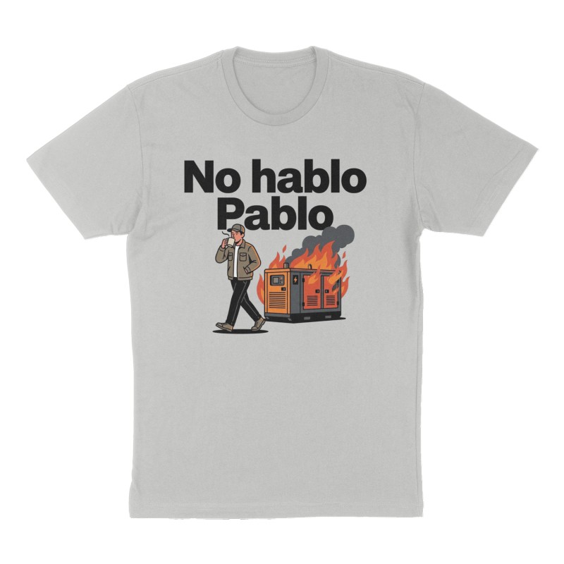 Custom t-shirt: "No hablo Pablo", Front print, heather-gray shirt