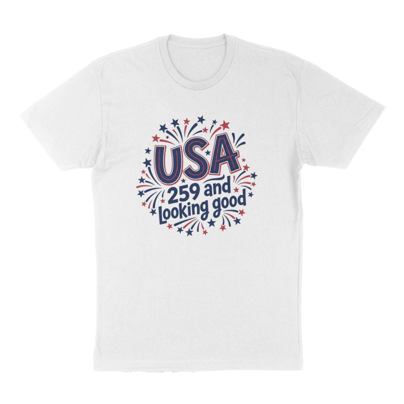 Custom t-shirt: "USA", Front print, white shirt