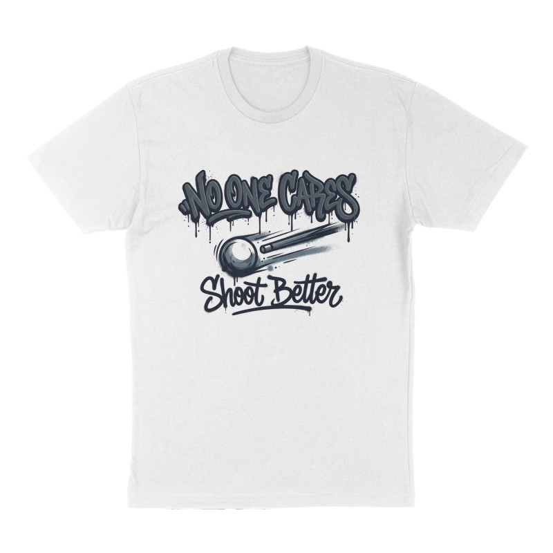 Custom t-shirt: "NO ONE CARES", Front print, white shirt