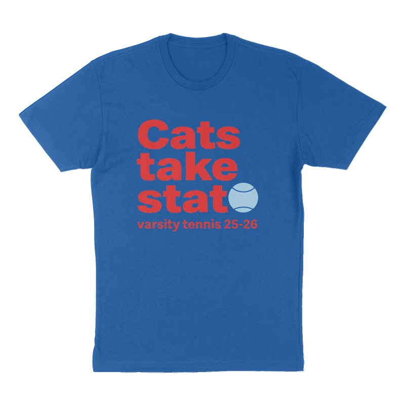 Custom t-shirt: "Cats take state ", Front print, royal-blue shirt